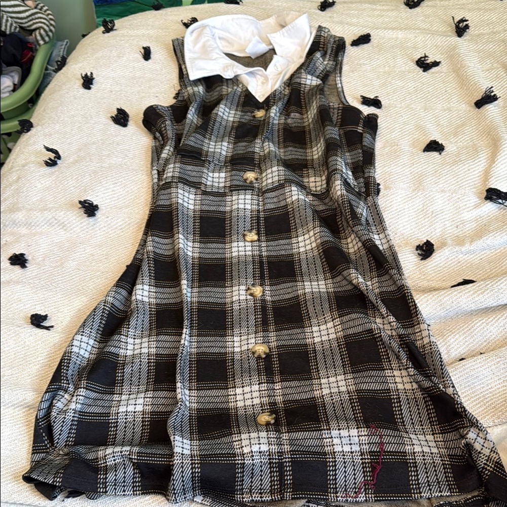 Brown and Black Sleeveless Sundress with Peter Pan Collar